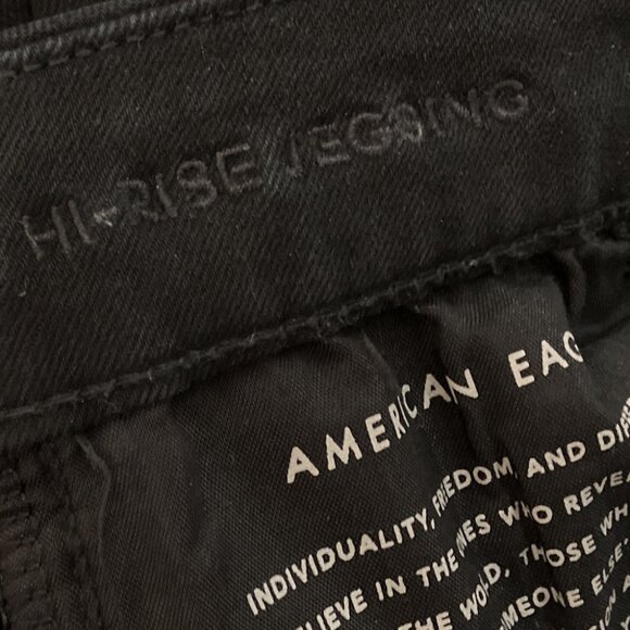 American Eagle 4 Regular Black Curvy Hi Rise Distressed Jegging Skinny Jeans - Picture 8 of 9